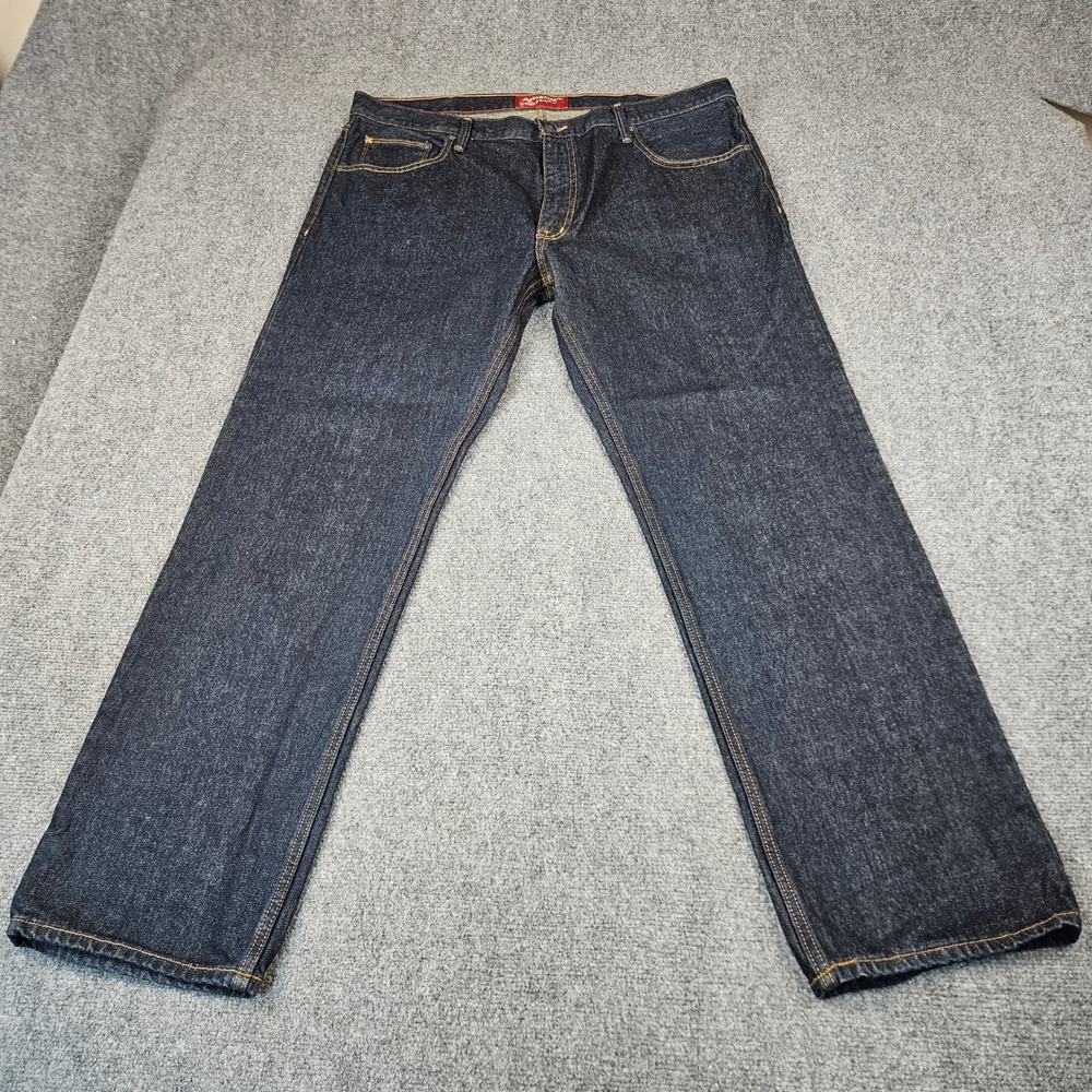Arizona Jean Co Mens Original Straight Leg Dark Wash Blue Denim Jeans 40x32